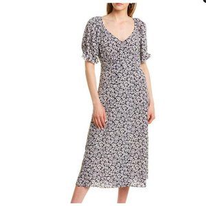 ba&sh Black Eden Floral Puff Sleeve Dress NWT
